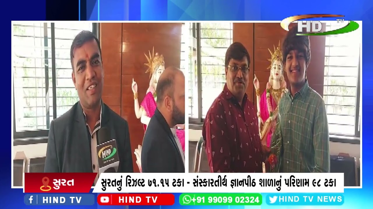 સુરતનું રિઝલ્ટ 71.15 ટકા – સંસ્કારતીર્થ જ્ઞાનપીઠ શાળાનું પરિણામ 98 ટકા